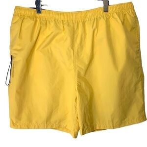 HUNT Club Yellow Swim Short Side Pocket Back Hook Loop Elastic Waist Cord XL